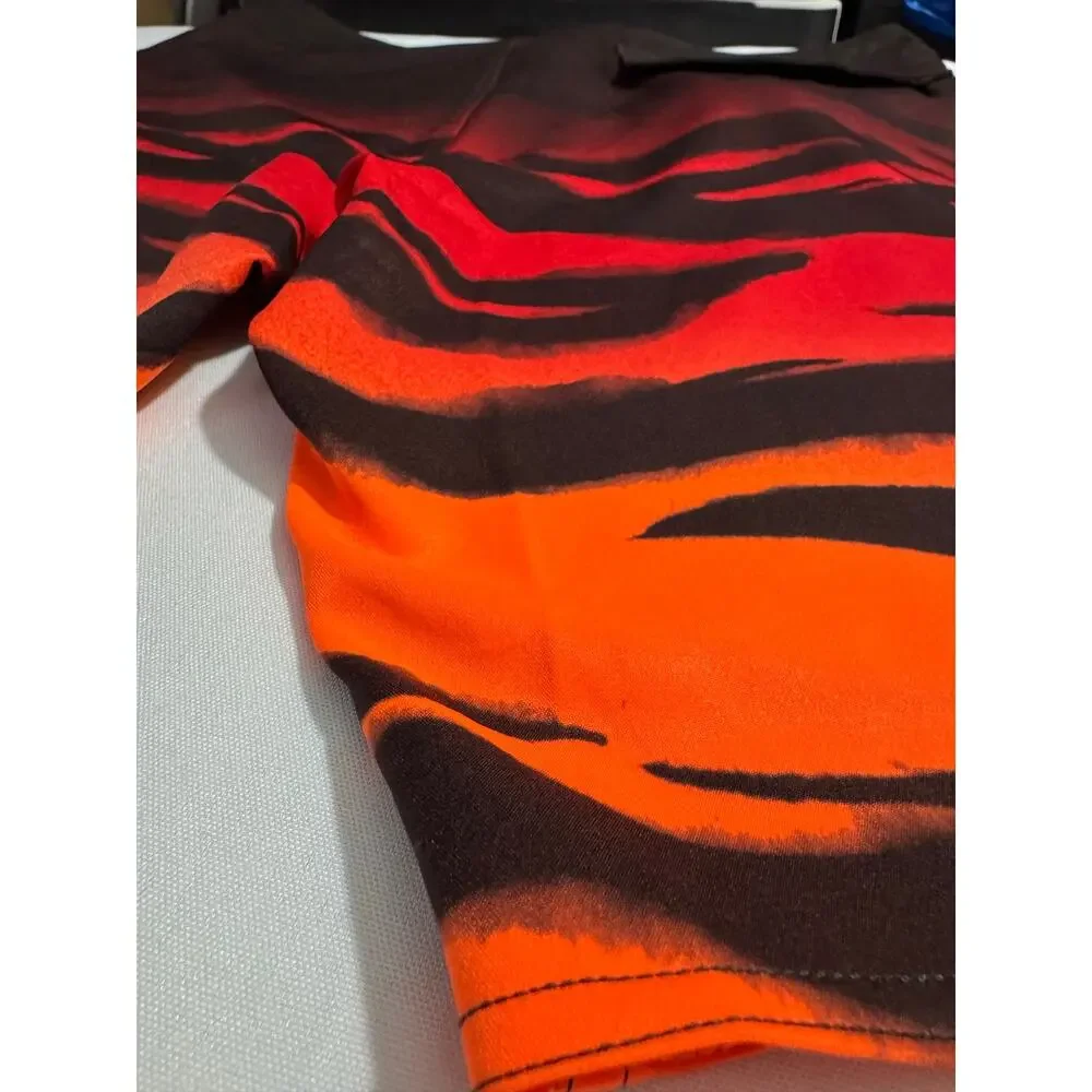 Fox Racing orange black tiger Board shorts size 36 polyester stretch blend